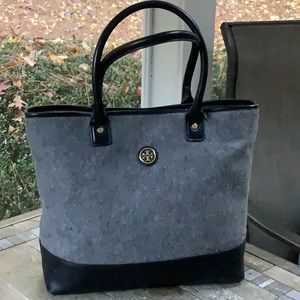 Tory Burch Leather & Wool Tote